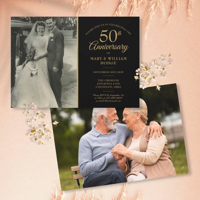 Invitation 50e anniversaire de mariage or noir 2 Photo (Créateur téléchargé)