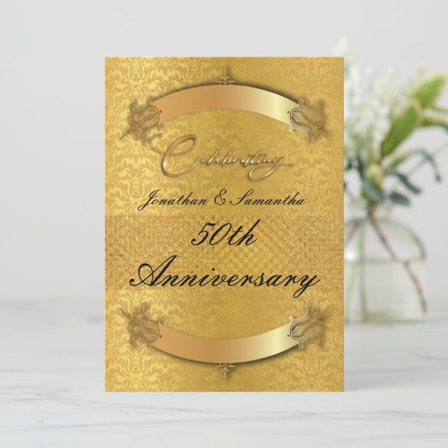 Invitation 50e anniversaire de mariage or personnalisé (Debout devant)