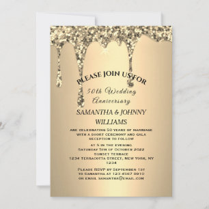 Invitation 50e anniversaire de Mariage Parties scintillant d'