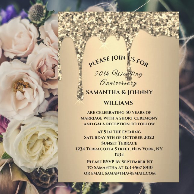 Invitation 50e anniversaire de Mariage Parties scintillant d' (Créateur téléchargé)