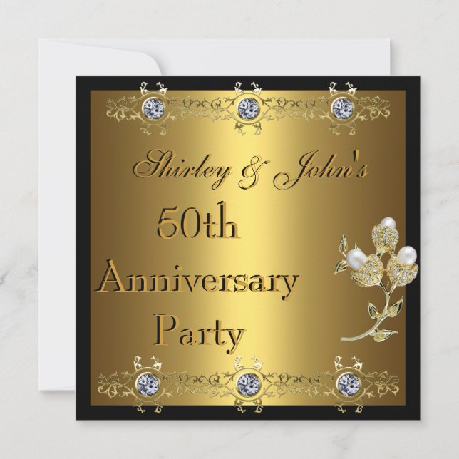 Invitation 50e anniversaire de mariage Party Gold (Devant)
