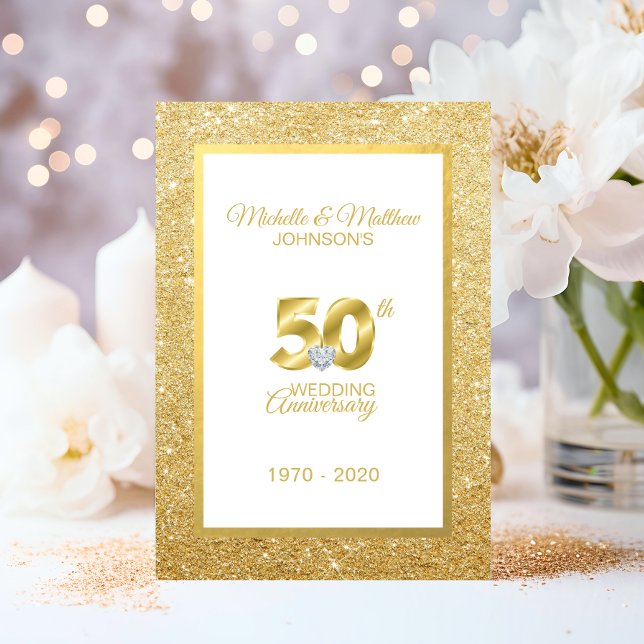 Invitation 50e anniversaire de mariage personnalisé en or (Personalized 50th Golden Wedding Anniversary Invitation)