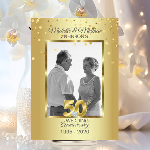 Invitation 50e anniversaire de mariage personnalisé en or