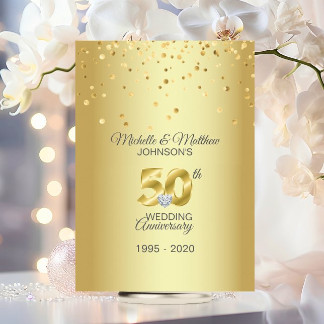 Invitation 50e anniversaire de mariage personnalisé en or (Personalized 50th Golden Wedding Anniversary Invitation)
