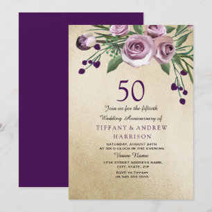 Invitation 50e anniversaire de mariage Rose Or Vio