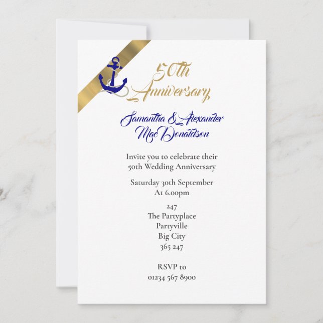 Invitation 50e anniversaire de mariage sur le thème de la voi (Devant)