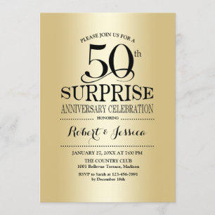 Invitation 50e anniversaire de Mariage surprise - Or
