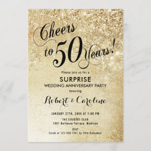 Invitation 50e anniversaire de Mariage surprise - Or