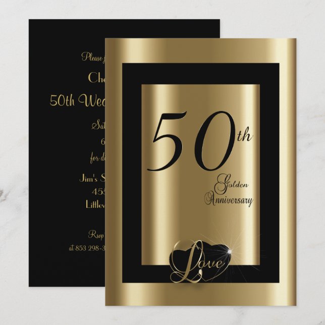 Invitation 50e anniversaire de mariage | Texte DIY (Devant / Derrière)