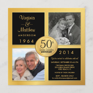 Invitation 50e Anniversaire d'or avec photos passées et prése