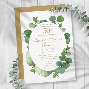 Invitation 50e Anniversaire d'or Eucalyptus Boho