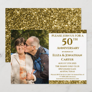 Invitation 50e anniversaire d'or Parties scintillant de la Su
