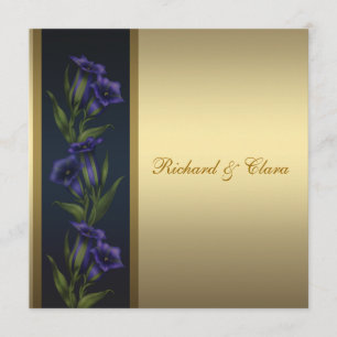 Invitation 50e Anniversaire d'or Violets gentiens violets