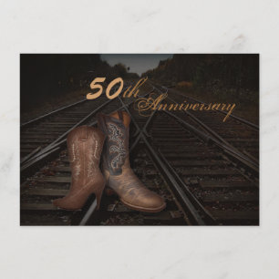 Invitation 50e anniversaire du cow-boy de l' ouest du chemin 