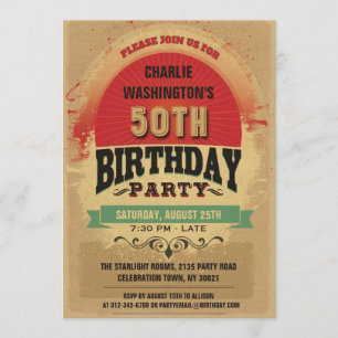 Invitation 50e anniversaire du groupe de typographie Vintage