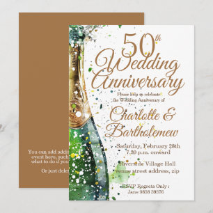 Invitation 50e anniversaire du Mariage Bouteille