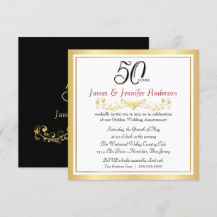 Invitation 50e anniversaire du Mariage de la fête Gold Invita
