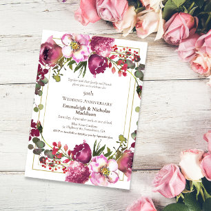 Invitation 50e anniversaire du Mariage de Magenta Pink