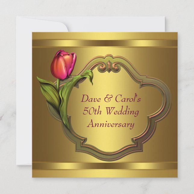 Invitation 50e anniversaire du Mariage des tulipes d'or (Devant)