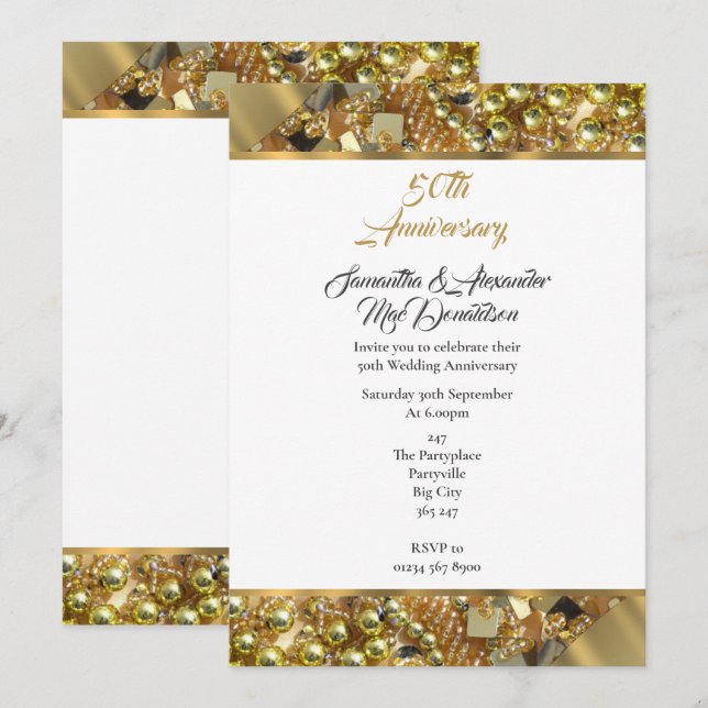 Invitation 50e anniversaire du mariage d'or (Devant / Derrière)