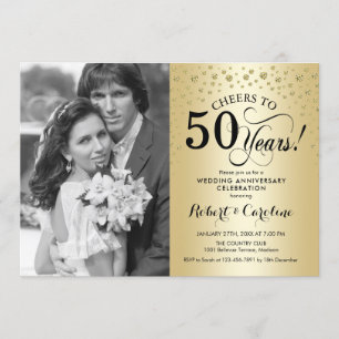 Invitation 50e anniversaire du Mariage d'or avec photo