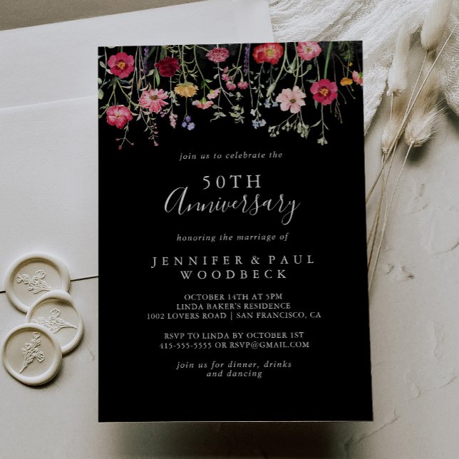 Invitation 50e anniversaire du Mariage du Fleur sauvage multi (Créateur téléchargé)