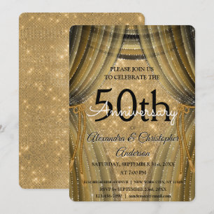 Invitation 50e anniversaire du Mariage Étincelle noire et or