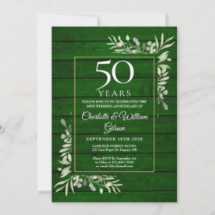 Invitation 50e anniversaire du Mariage Floral Rustic Green Wo
