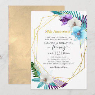Invitation 50e anniversaire du Mariage géométrique tropical