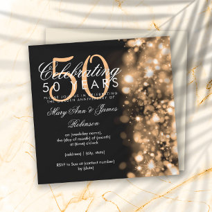 Invitation 50e anniversaire du Mariage Glam Sparkles Gold
