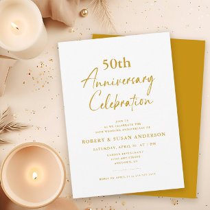 Invitation 50e anniversaire du Mariage minimal moderne