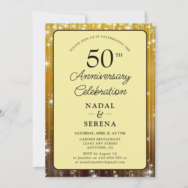 Invitation 50e anniversaire du Mariage Or (Devant)