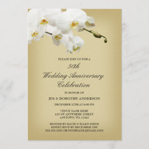 Invitation 50e anniversaire du Mariage Orchidée blanche Vinta