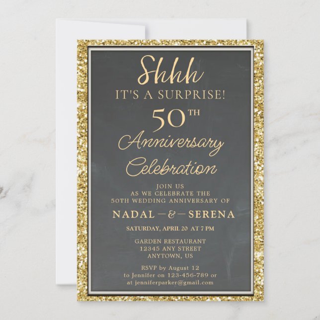 Invitation 50e anniversaire du Mariage surprise (Devant)