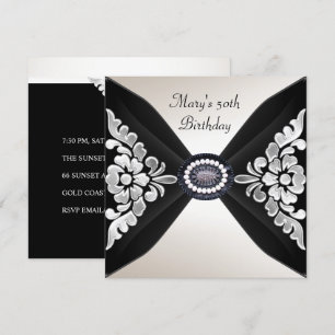 Invitation 50e anniversaire Elegant Black White Jewel 2