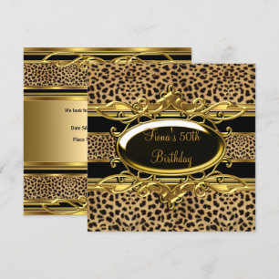 Invitation 50e anniversaire Elegant Classy Gold Leopard noir