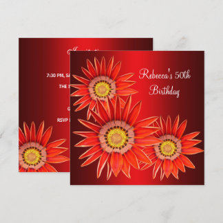 Invitation 50e anniversaire Elégante Fleurs rouges