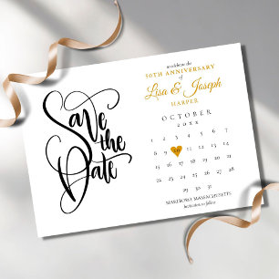Invitation 50e anniversaire Enregistrer la date Calendrier Go