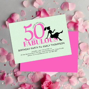Invitation 50e Anniversaire fête Chic Rose Personnalisé
