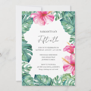 Invitation 50e anniversaire fête Hawaiian Luau Thème