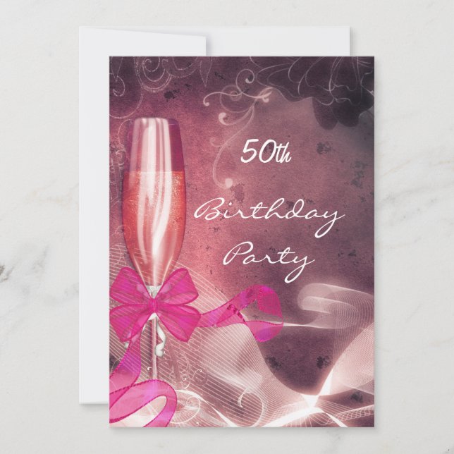 Invitation 50e anniversaire fête Pink (Devant)