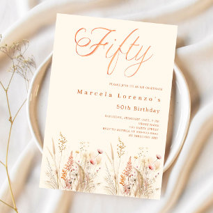 Invitation 50e anniversaire fleur sauvage