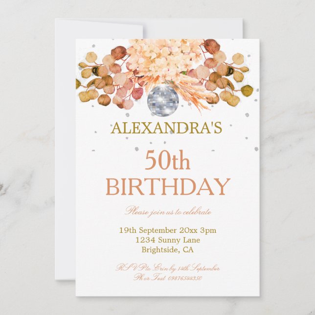 Invitation 50e anniversaire Floral Disco (Devant)