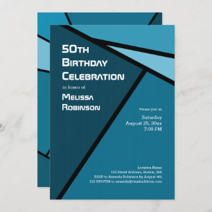 Invitation 50e anniversaire Formes géométriques Turquoises mo