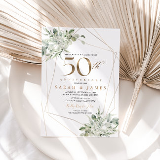 Invitation 50e anniversaire géométrique Eucalyptus