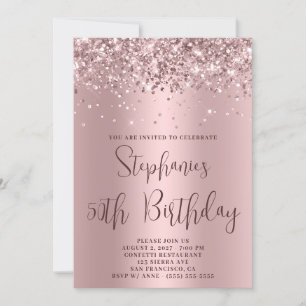 Invitation 50e anniversaire Glittery Rose Rose Gold