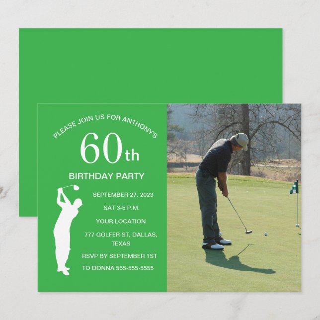 Invitation 50e Anniversaire Golf Green Park Golf Photo (Devant / Derrière)