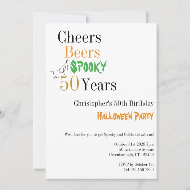 Invitation 50e anniversaire Halloween Soirée Éffrayante (Devant)