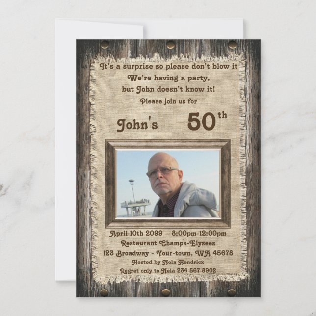 Invitation 50e, Anniversaire homme de fête, n'importe quel âg (Devant)