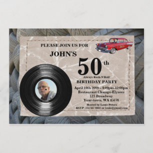 Invitation 50e, Anniversaire Homme photo, n'importe quel âge,